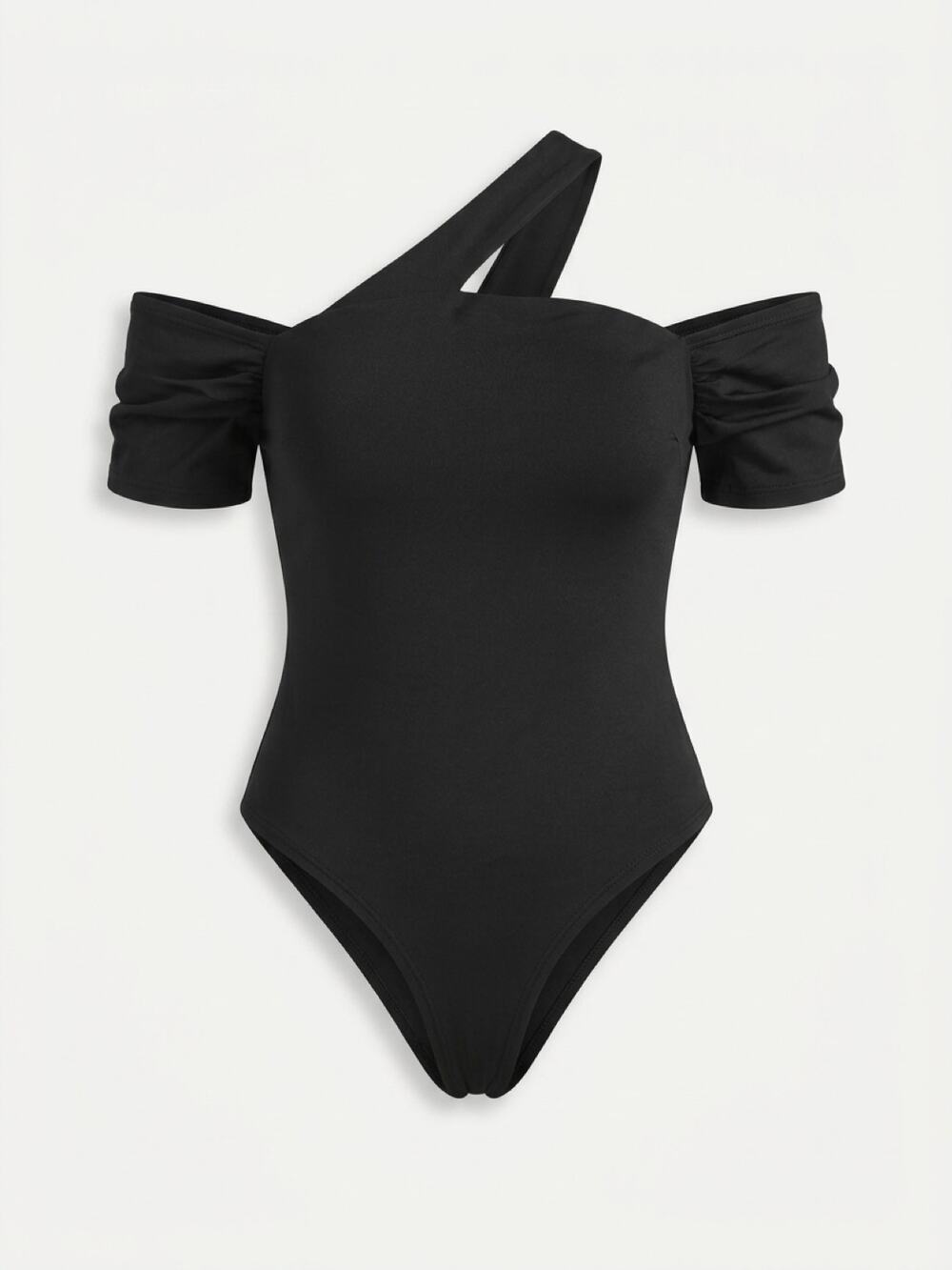 Shein  New Cider Black one-shoulder bodysuit